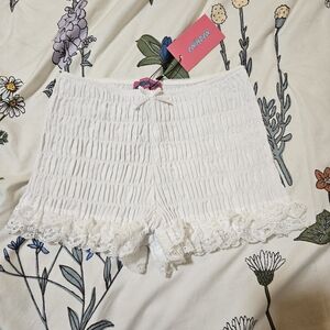 White Ruffled Women's Shorts